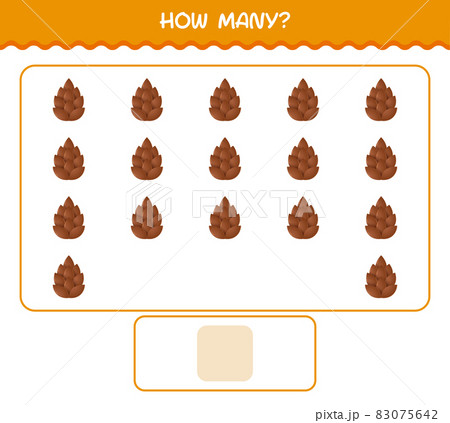 How many cartoon pine cone. Counting game. Educational game for pre shool years kids and toddlers 83075642