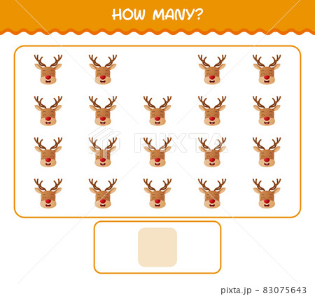 How many cartoon reindeer. Counting game. Educational game for pre shool years kids and toddlers 83075643