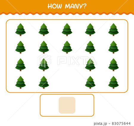 How many cartoon pine tree. Counting game. Educational game for pre shool years kids and toddlers 83075644