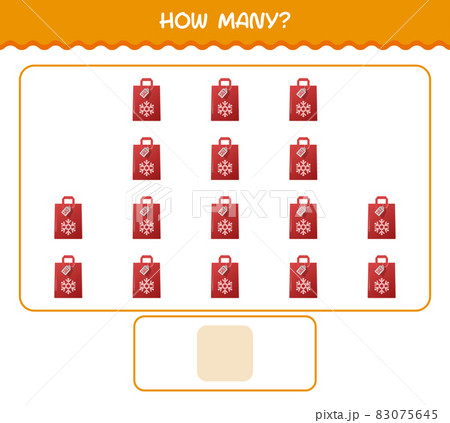 How many cartoon paperbag. Counting game. Educational game for pre shool years kids and toddlers 83075645