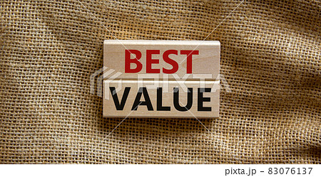 Concept words 'best value' on wooden blocks on a beautiful canvas background. Business concept. Concept words 'best value' on wooden blocks on a beautiful canvas background. Business concept. 83076137
