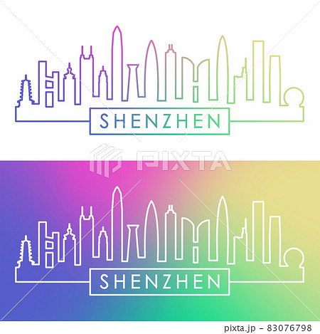Shenzhen skyline. Colorful linear style.  83076798