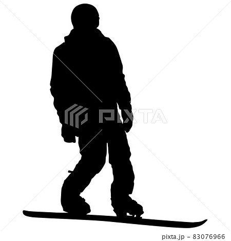 Black silhouettes snowboarders on white background illustration Black silhouettes snowboarders on white background illustration 83076966