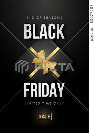 Elegant Black Friday sale design with gift box and golden bow.  83077207