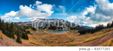 Canadian nature landscape in mountains. Sunny Fall Season. Canadian nature landscape in mountains. Sunny Fall Season. 83077265