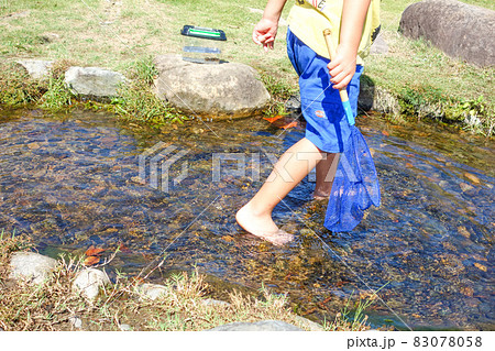浅瀬の川で遊ぶ子供【川遊びイメージ】 浅瀬の川で遊ぶ子供【川遊びイメージ】 83078058