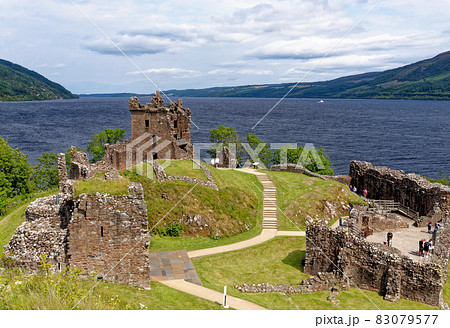Urquhart Castle on the shore of Loch Ness 83079577