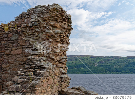 Urquhart Castle on the shore of Loch Ness 83079579
