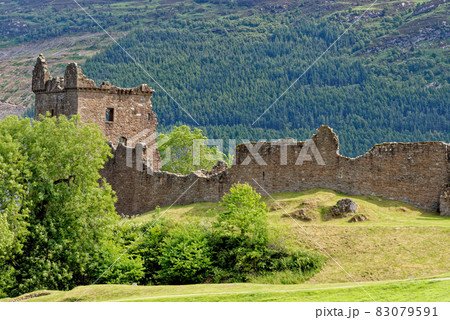 Urquhart Castle on the shore of Loch Ness 83079591