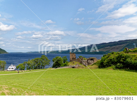 Urquhart Castle on the shore of Loch Ness 83079601