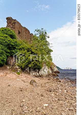 Urquhart Castle on the shore of Loch Ness 83079625