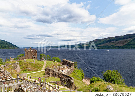 Urquhart Castle on the shore of Loch Ness 83079627
