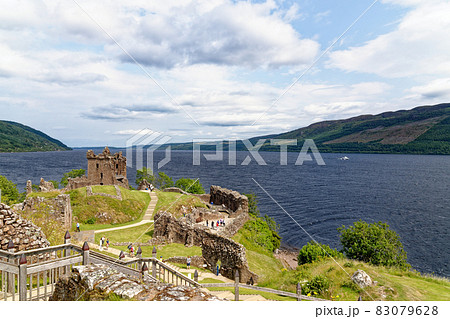 Urquhart Castle on the shore of Loch Ness 83079628