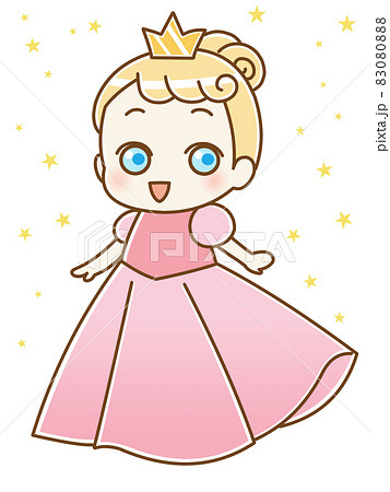 かわいいお姫様 ピンク キラキラ背景のイラスト素材 0808