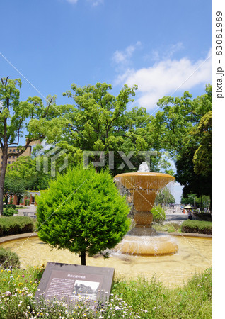 晴天の横浜公園の噴水と癒しの風景 晴天の横浜公園の噴水と癒しの風景 83081989