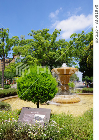 晴天の横浜公園の噴水と癒しの風景 晴天の横浜公園の噴水と癒しの風景 83081990