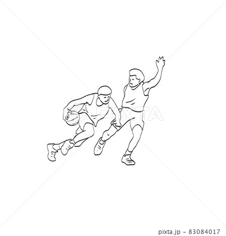 line art Two basketball players in action illustration vector isolated on white background 83084017