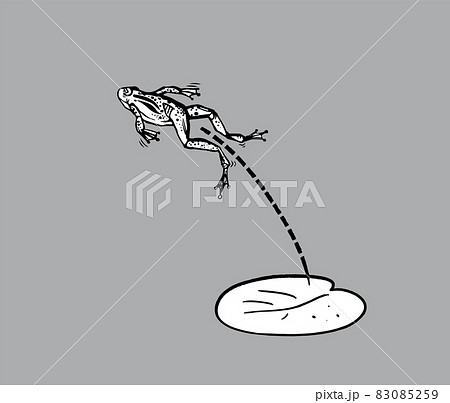 Jumping frog hand drawn line art isolated on gray Jumping frog hand drawn line art isolated on gray 83085259