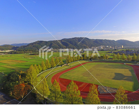 【ドローン空撮・京都府　亀岡運動公園】秋の景色　京都府亀岡市 83086661