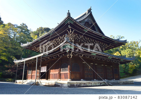 晩秋の晴天に訪れた京都市東山区泉涌寺の仏殿が重厚で素晴らしい 晩秋の晴天に訪れた京都市東山区泉涌寺の仏殿が重厚で素晴らしい 83087142