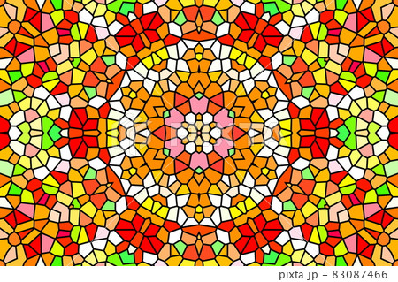 ステンドグラス風の幾何学的な模様のデザインのイラスト素材 [83087466 