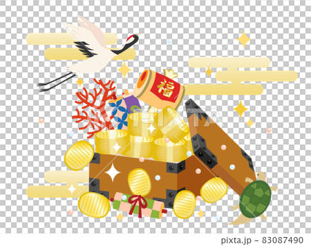 和風の財宝をイメージしたイラスト　鶴と亀をいれたバージョン 83087490