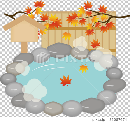 Open-air bath autumn leaves 83087674