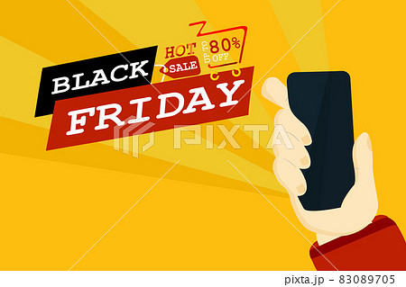 Flat art design for use smartphone online shopping from end year and black friday sale 83089705