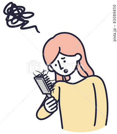 抜け毛 気にする 女性 イラスト 抜け毛 気にする 女性 イラスト 83089850