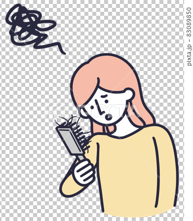 抜け毛 気にする 女性 イラスト 抜け毛 気にする 女性 イラスト 83089850