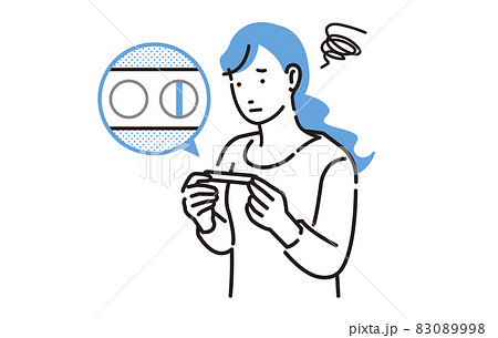 人物 妊娠検査薬を見てガッカリする女性 83089998