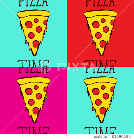 Set Pizza slice Pop Art Style Andy Warhol style Vector 83090689
