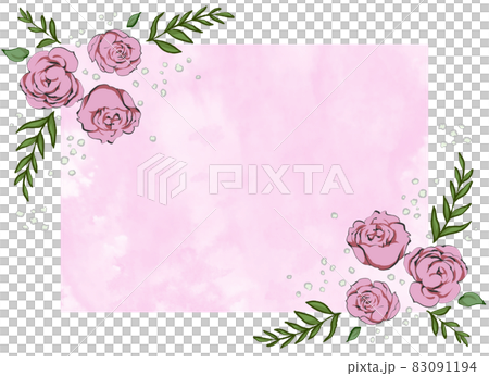 Flower frame_pink roses_background color Flower frame_pink roses_background color 83091194