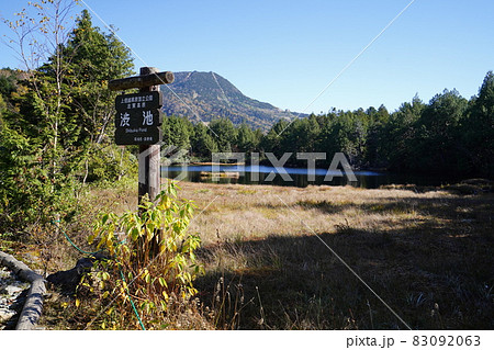 秋の志賀高原 前山湿原から四十八池へ向かう途中にある渋池 秋の志賀高原 前山湿原から四十八池へ向かう途中にある渋池 83092063