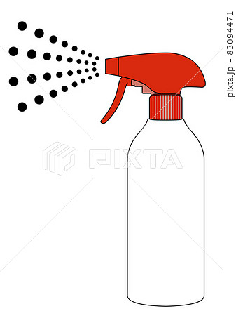 スプレーの赤い容器と丸霧のイラスト 83094471