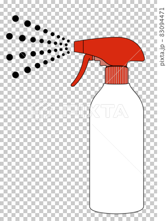スプレーの赤い容器と丸霧のイラスト 83094471