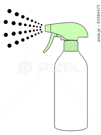 スプレーの緑容器と丸霧のイラスト 83094475