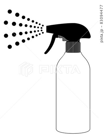 スプレーの黒い容器と丸霧のイラスト スプレーの黒い容器と丸霧のイラスト 83094477