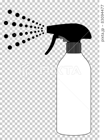 スプレーの黒い容器と丸霧のイラスト スプレーの黒い容器と丸霧のイラスト 83094477