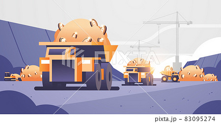 heavy trucks mining transport with bitcoins golden coin digital money production cryptocurrency blockchain 83095274