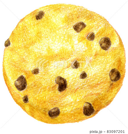 チョコチップクッキーの色鉛筆画イラスト チョコチップクッキーの色鉛筆画イラスト 83097201