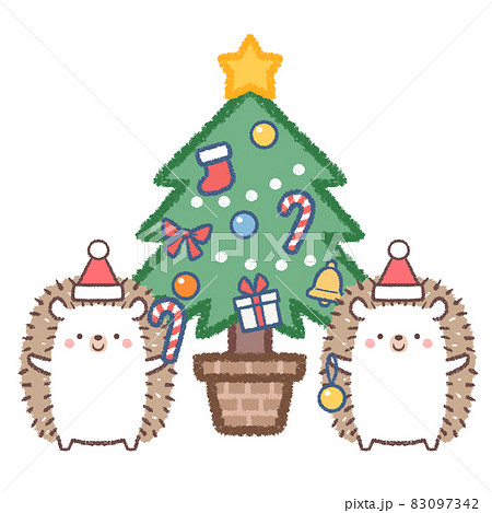 クリスマスツリーとハリネズミ 83097342