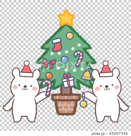 クリスマスツリーと子供シロクマ 83097348