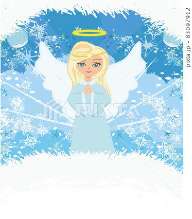 Abstract card with sweet blond angel praying Abstract card with sweet blond angel praying 83097912