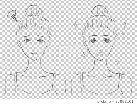 Illustration of a young woman with double plastic surgery 83098101