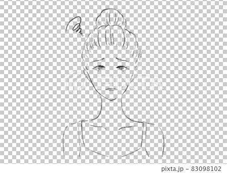 Illustration of a woman suffering from a single problem Front face 83098102