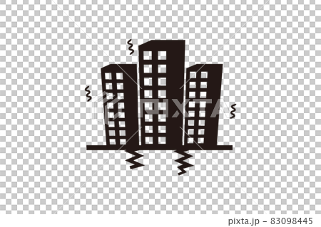 Illustration of a building swaying in an earthquake 83098445