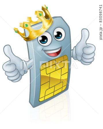 Mobile Phone Sim Card King Cartoon Mascot 83098741