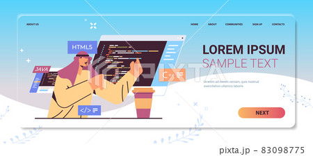 arab programmer writing code for computer app engineering software coding programming arab programmer writing code for computer app engineering software coding programming 83098775