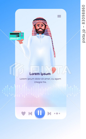 arab man holding debit or credit card electronic wireless payment digital transaction online shopping money transfer arab man holding debit or credit card electronic wireless payment digital transaction online shopping money transfer 83098860